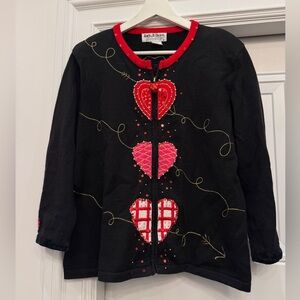 VINTAGE JACK B QUICK RAMIE HEART CARDIGAN VALENTINES DAY LARGE